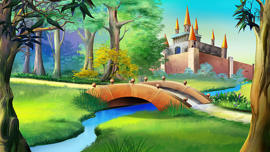 靠近河图的童话城堡