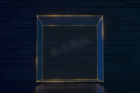 房间角落的立方体讲台，3d 渲染。