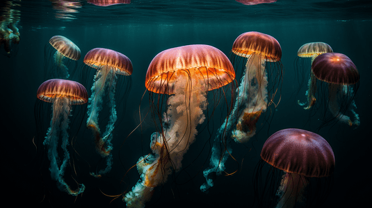 一群水母漂浮在水中