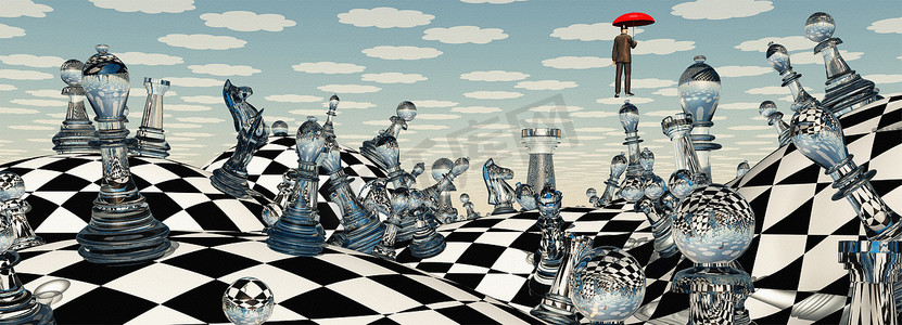 象棋游戏摄影照片_超现实象棋