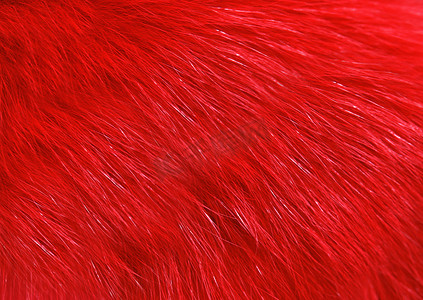 人造毛皮摄影照片_染成红色的长发人造毛皮。纹理或背景