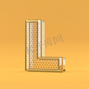 金线和玻璃字体字母 L 3D