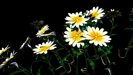 3d鲜花摄影照片_白花植物 3d 渲染