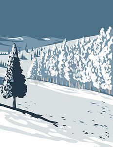 博尔德科罗拉多州冬季 WPA 海报艺术