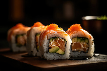 日本寿司卷，风格精致。