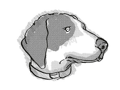 卡通狗摄影照片_Bluetick Coonhound 狗品种卡通复古绘图
