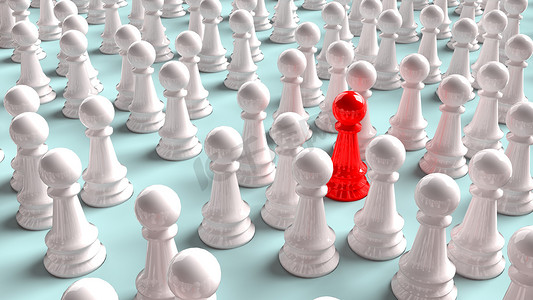 红色的国际象棋摄影照片_战略或业务内容的国际象棋红色和白色 3d
