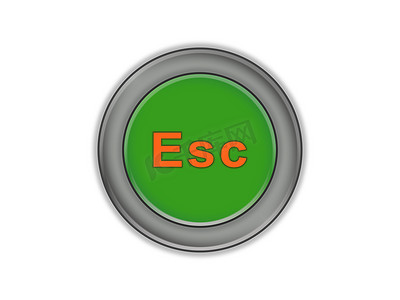 标有 Esc 的绿色三维按钮，白色背景