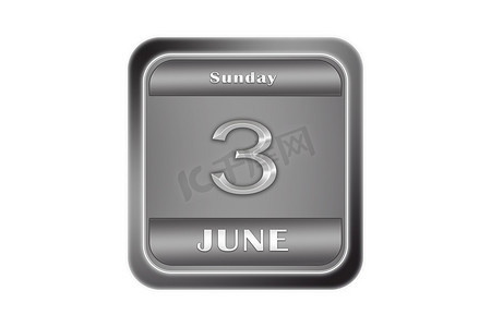 日期为 6 月 3 日，星期日的金属板