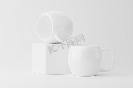 陶瓷杯咖啡茶白色空白 3D 渲染样机