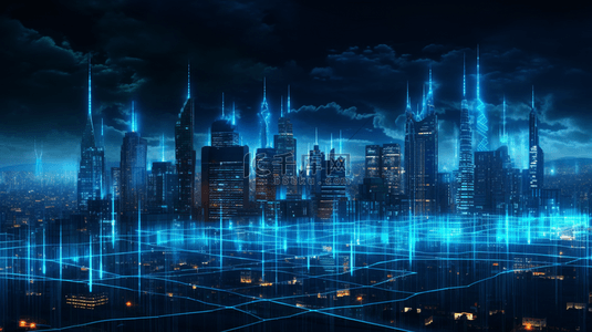 科技城市信号数据传输物联网世界背景