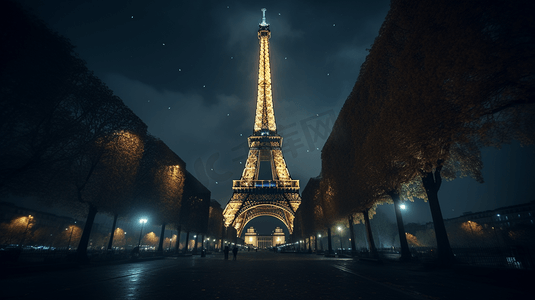 埃菲尔铁塔，巴黎的夜晚