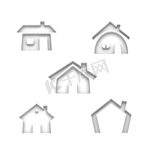 一套 5 房子 3d 呈现图标变化