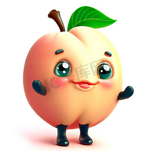 微笑杏或桃的可爱卡通 3d 角色