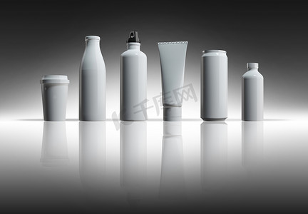 白色瓶罐 3d 渲染的样机图片
