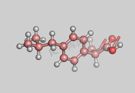药物分子摄影照片_布洛芬分子模型与原子