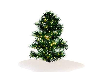 透明的png摄影照片_3D 圣诞树或松树 3D 准备装饰，隔离在透明背景上