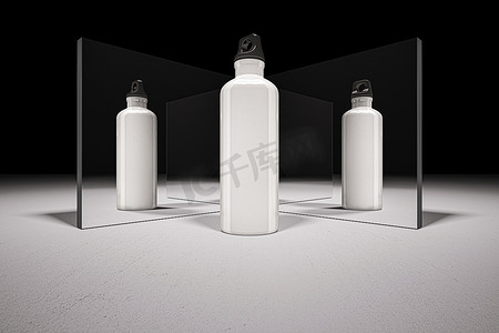 图像贴纸摄影照片_白瓶 3d 渲染的模型图像