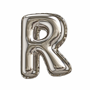 气球字体装饰摄影照片_银箔气球字体字母 R 3d
