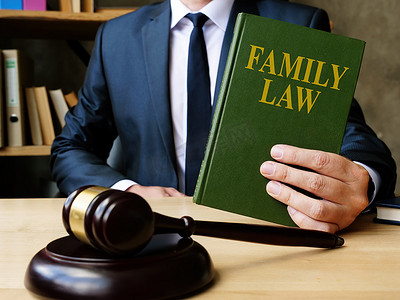 律师在法庭上出示了关于离婚的家庭法书籍。