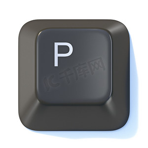 黑色电脑键盘按键字母 P 3D