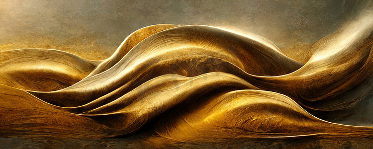 金色波浪线条摄影照片_类似于皱巴巴的织物或波浪的金色线条的抽象图案