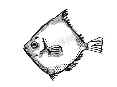 Rosy Deepsea Boarfish 澳大利亚鱼卡通复古画