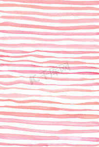 以活珊瑚粉色调手绘水彩条纹，抽象