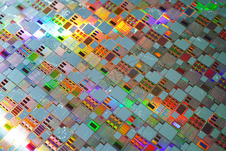 工业硅摄影照片_用于制造集成电路半导体的硅晶片。