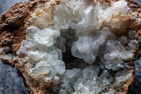 尖峰山峰摄影照片_geode 中透明闪亮的岩石晶体