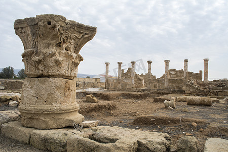 摄尔修斯摄影照片_帕福斯，塞浦路斯考古遗址：忒修斯柱子的房子