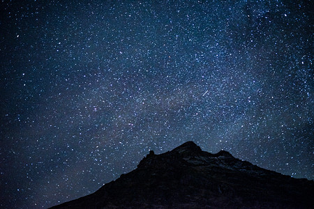 雪山星空摄影照片_星空与冰岛雪山