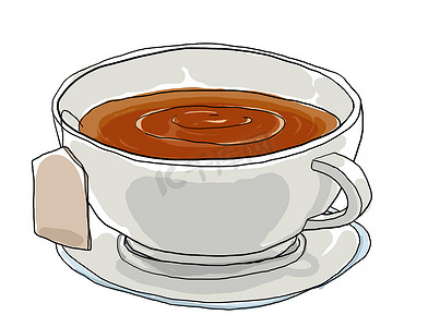茶杯可爱艺术绘画插画