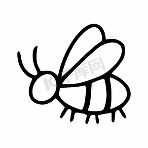 涂鸦风格的可爱蜜蜂。