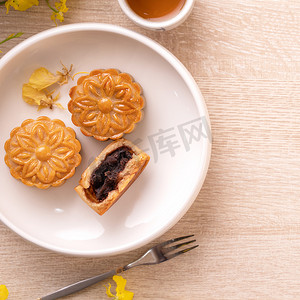 月饼、月饼的中秋节假期概念设计