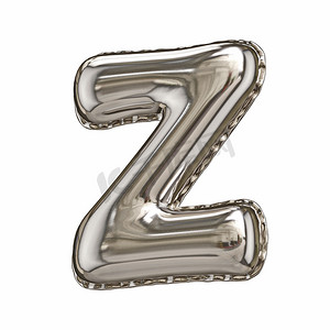 生日聚会字体摄影照片_银箔气球字体字母 Z 3d