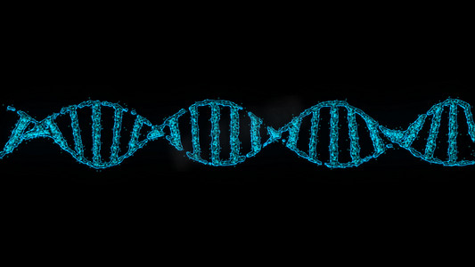 黑色背景上 DNA 串的简单 3D 动画