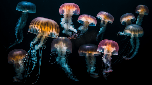一群水母漂浮在水中