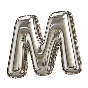 生日聚会字体摄影照片_银箔气球字体字母 M 3D