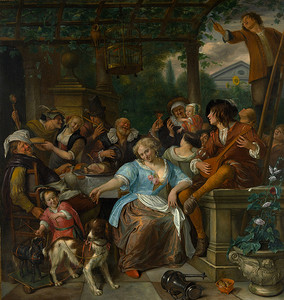 守规矩摄影照片_Merry Company on a Terrace.Jan Steen Dutch.