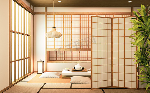 房间现代热带风格的架子墙设计-空房间 int