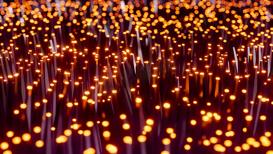 粒子移动摄影照片_橙色 LED 呈波浪状移动。 