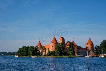 立陶宛加尔维湖的特拉凯岛城堡