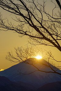 富士摄影照片_从高尾山山顶可以看到的钻石富士
