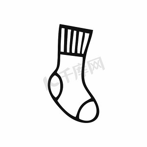 长袜子摄影照片_一只袜子的矢量涂鸦插图。