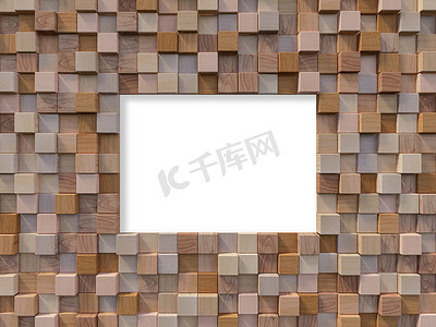 立方木墙的 3d 渲染图像