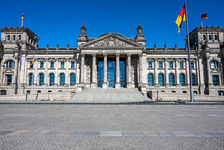 德国柏林摄影照片_著名德国国会大厦的正面图