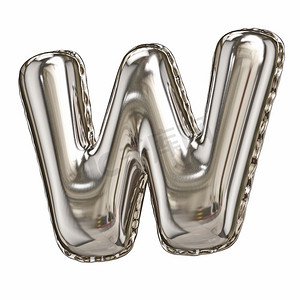 生日聚会字体摄影照片_银箔气球字体字母 W 3D