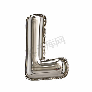 生日聚会字体摄影照片_银箔气球字体字母 L 3D