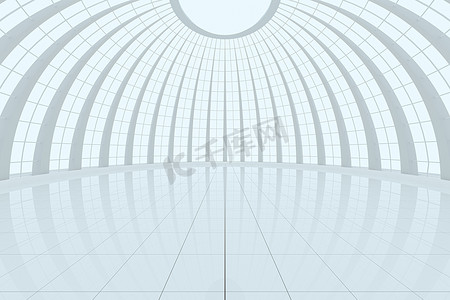 圆形大厅建筑背景，3d 渲染。